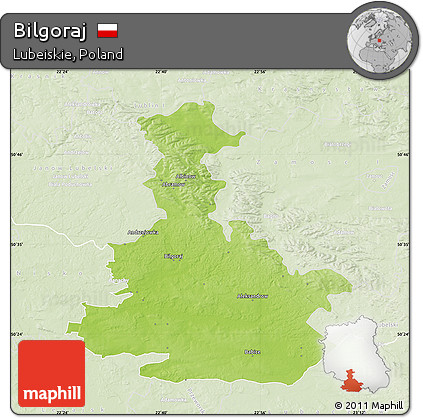 Physical Map of Bilgoraj, lighten