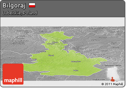 Physical Panoramic Map of Bilgoraj, desaturated