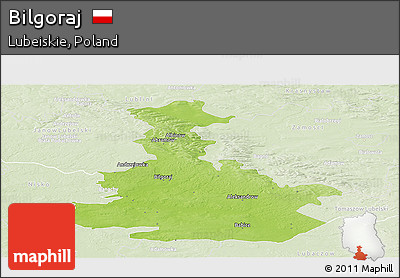 Physical Panoramic Map of Bilgoraj, lighten