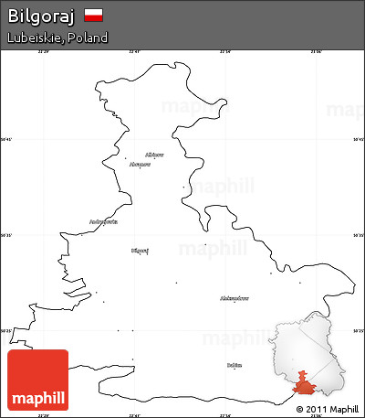 Blank Simple Map of Bilgoraj, cropped outside