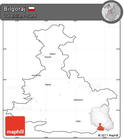 Blank Simple Map of Bilgoraj, cropped outside