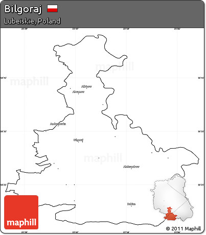 Blank Simple Map of Bilgoraj, cropped outside
