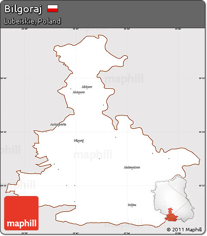 Classic Style Simple Map of Bilgoraj, cropped outside
