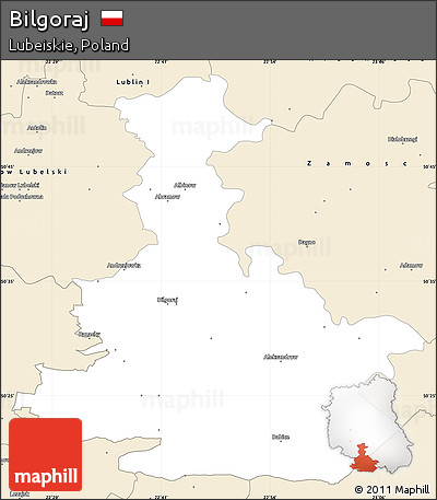 Classic Style Simple Map of Bilgoraj