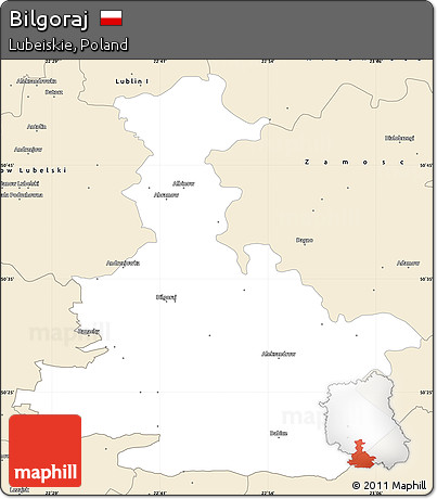 Classic Style Simple Map of Bilgoraj