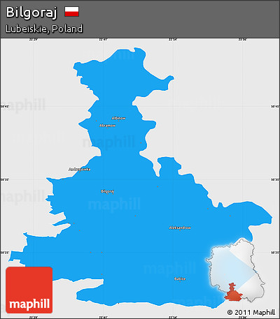 Political Simple Map of Bilgoraj, single color outside