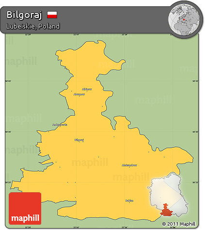 Savanna Style Simple Map of Bilgoraj, cropped outside