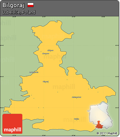 Savanna Style Simple Map of Bilgoraj, cropped outside