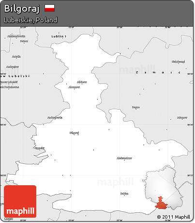 Silver Style Simple Map of Bilgoraj