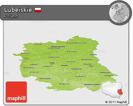 Physical Panoramic Map of Lubeiskie, single color outside