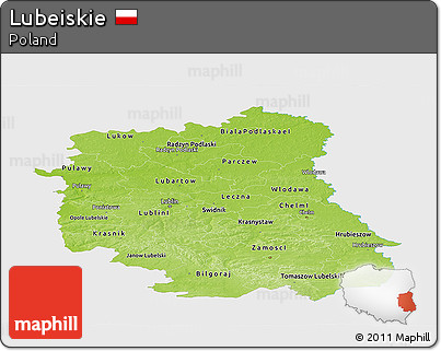 Physical Panoramic Map of Lubeiskie, single color outside