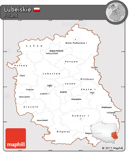 Classic Style Simple Map of Lubeiskie, cropped outside