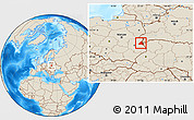 Shaded Relief Location Map of Wlodawa
