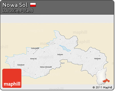 Classic Style 3D Map of Nowa Sol, single color outside