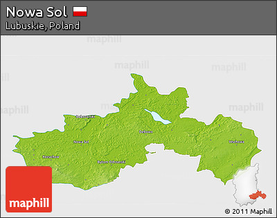 Physical 3D Map of Nowa Sol, single color outside