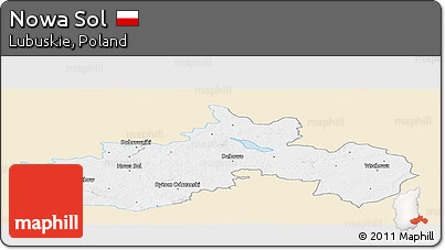Classic Style Panoramic Map of Nowa Sol, single color outside