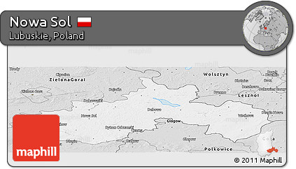 Silver Style Panoramic Map of Nowa Sol