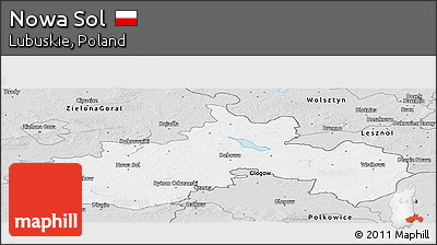 Silver Style Panoramic Map of Nowa Sol
