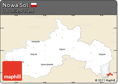 Classic Style Simple Map of Nowa Sol, single color outside