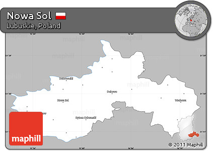 Gray Simple Map of Nowa Sol, single color outside