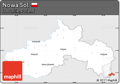Silver Style Simple Map of Nowa Sol, single color outside