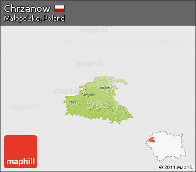 Physical 3D Map of Chrzanow, cropped outside