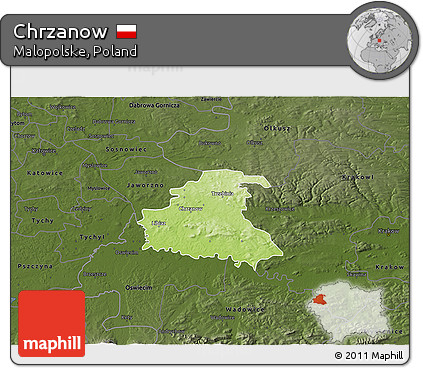 Physical 3D Map of Chrzanow, darken