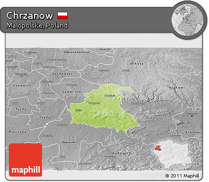 Physical 3D Map of Chrzanow, desaturated