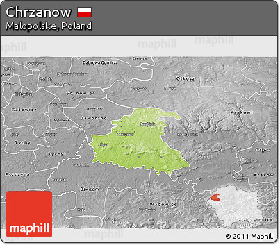 Physical 3D Map of Chrzanow, desaturated