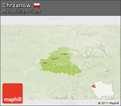 Physical 3D Map of Chrzanow, lighten