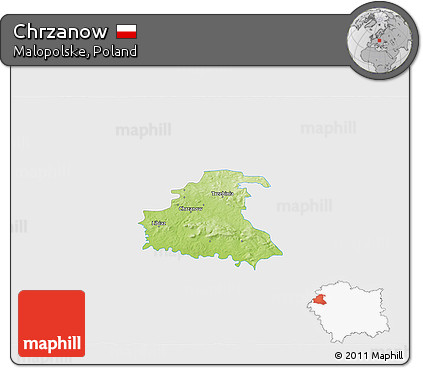 Physical 3D Map of Chrzanow, single color outside