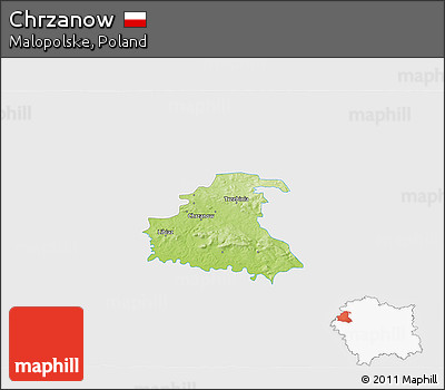 Physical 3D Map of Chrzanow, single color outside