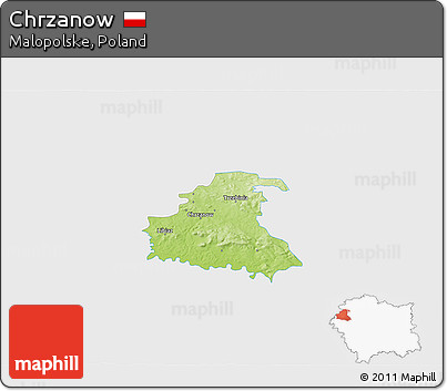 Physical 3D Map of Chrzanow, single color outside
