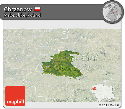 Satellite 3D Map of Chrzanow, lighten