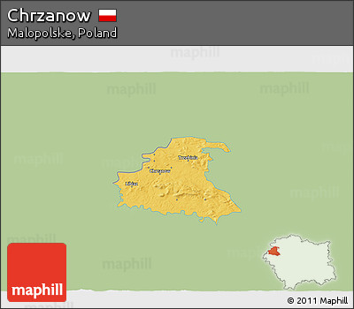 Savanna Style 3D Map of Chrzanow, single color outside