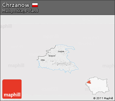 Silver Style 3D Map of Chrzanow, single color outside