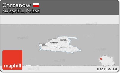 Gray Panoramic Map of Chrzanow, single color outside