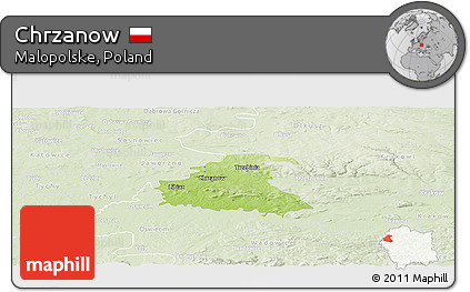 Physical Panoramic Map of Chrzanow, lighten