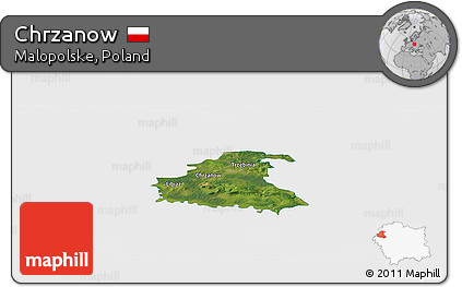 Satellite Panoramic Map of Chrzanow, single color outside