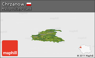 Satellite Panoramic Map of Chrzanow, single color outside