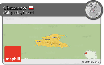 Savanna Style Panoramic Map of Chrzanow, single color outside