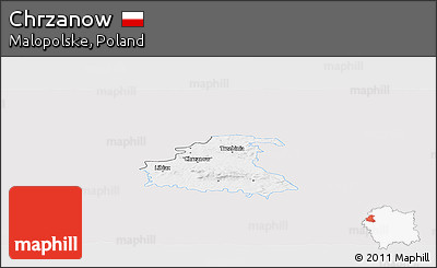 Silver Style Panoramic Map of Chrzanow, single color outside