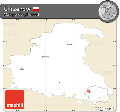 Classic Style Simple Map of Chrzanow, single color outside