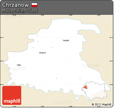 Classic Style Simple Map of Chrzanow, single color outside