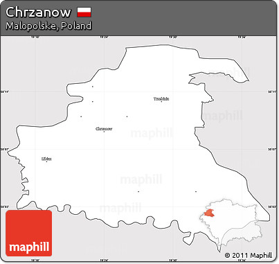 Silver Style Simple Map of Chrzanow, cropped outside