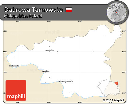 Classic Style Simple Map of Dabrowa Tarnowska, single color outside