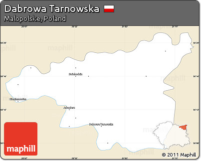 Classic Style Simple Map of Dabrowa Tarnowska, single color outside