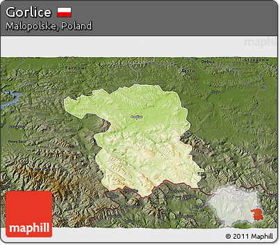Physical 3D Map of Gorlice, darken