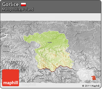 Physical 3D Map of Gorlice, desaturated