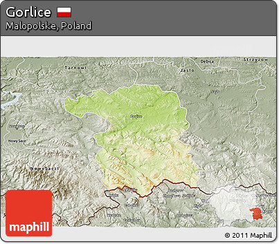 Physical 3D Map of Gorlice, semi-desaturated